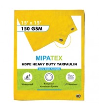 Mipatex Tarpaulin / Tirpal 15 Feet x 15 Feet 150 GSM (Yellow)